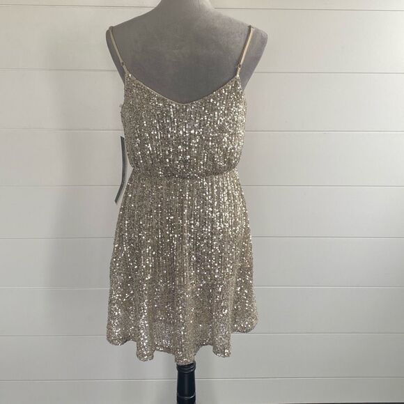 Dalia MacPhee Gold Sequin Embellished Mini Dress - Picture 6 of 10